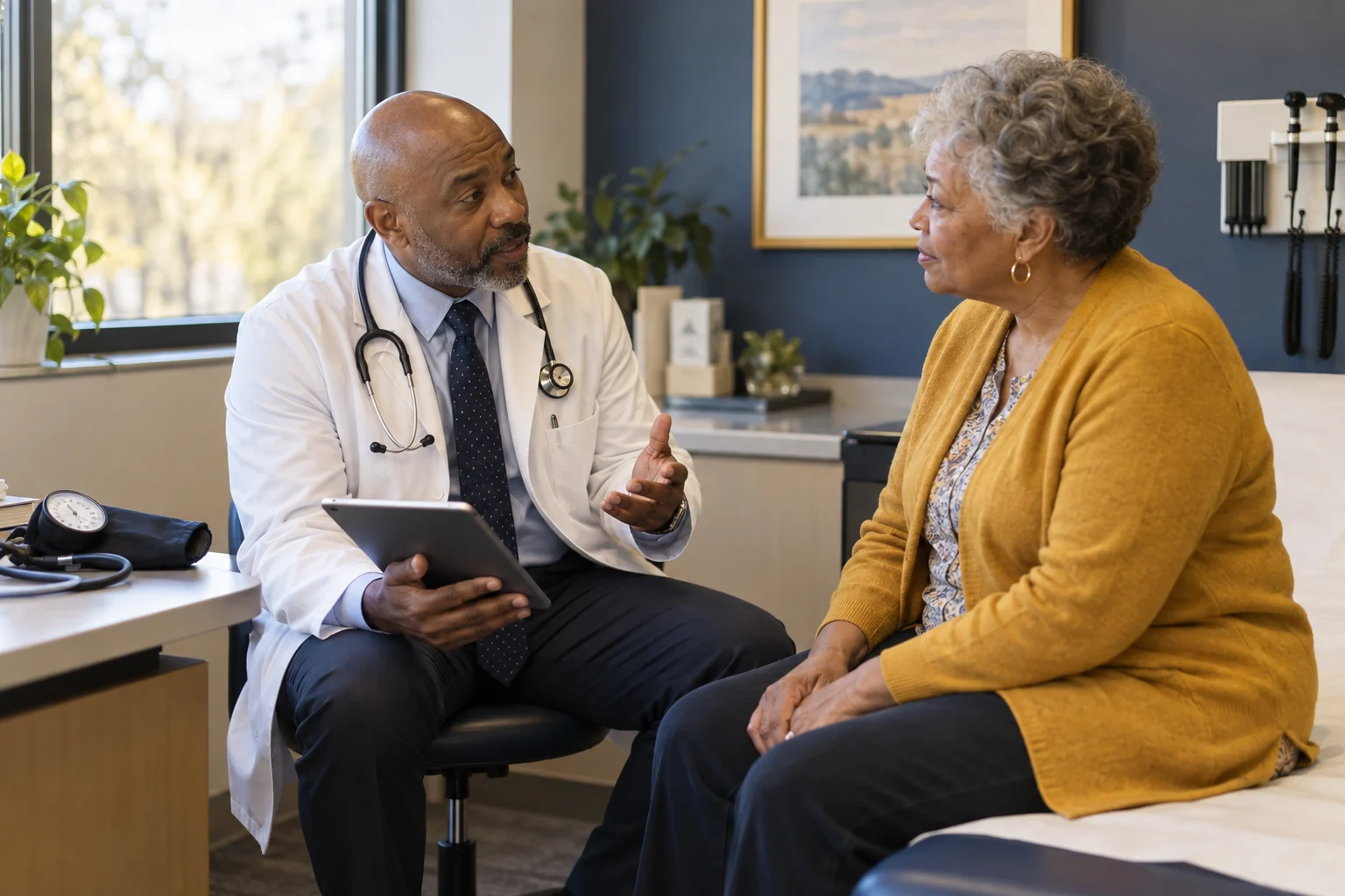 Internal medicine physician speaking with a patient