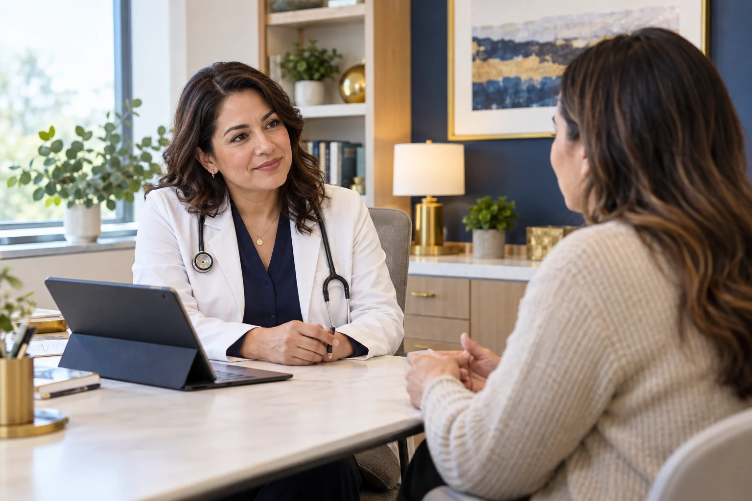 Primary care physician consulting with a patient